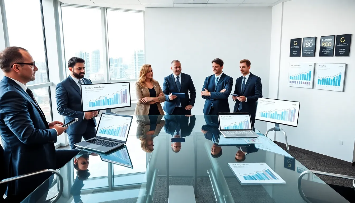 five seo executives meeting in a modern perth office